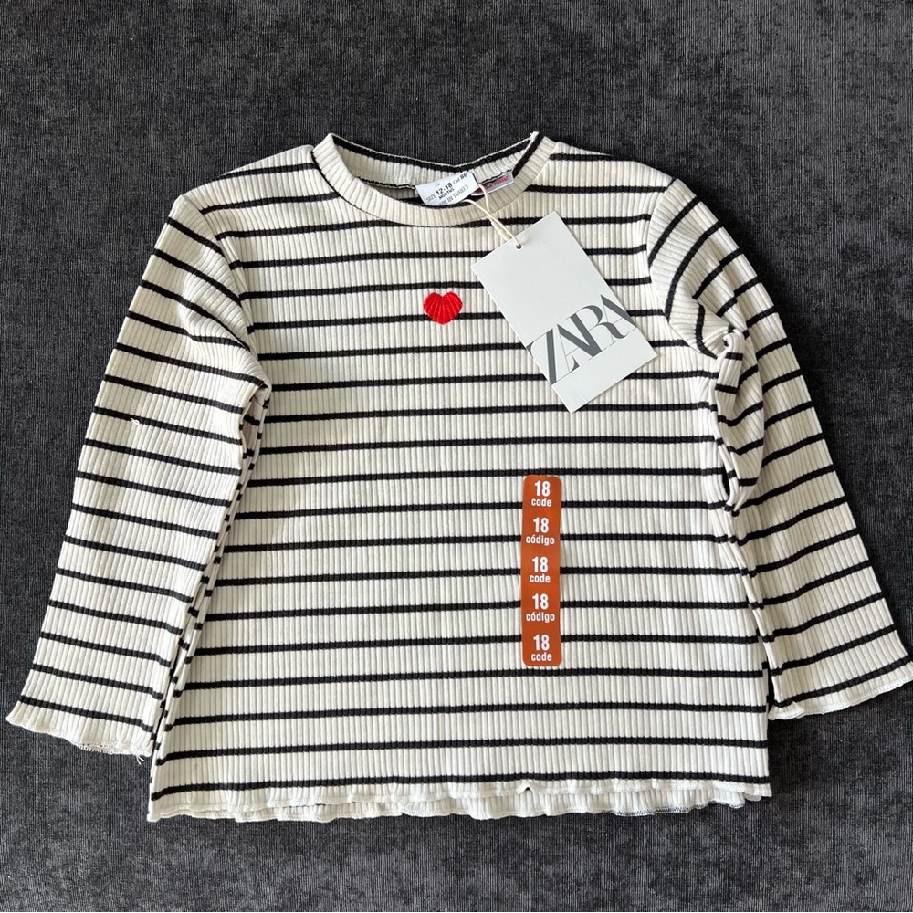 NWT Zara Striped Ribbed Shirt Size 12-18 Months